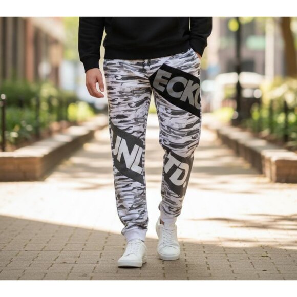 Ecko Unltd Men’s Fleece Jogger Pants White Camo - NWT 2XL - Picture 1 of 8